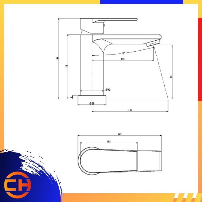 SORENTO BATHROOM FAUCET SRTWT8259-GM Basin Cold Tap  ( L149MM x W50MM x H144MM )