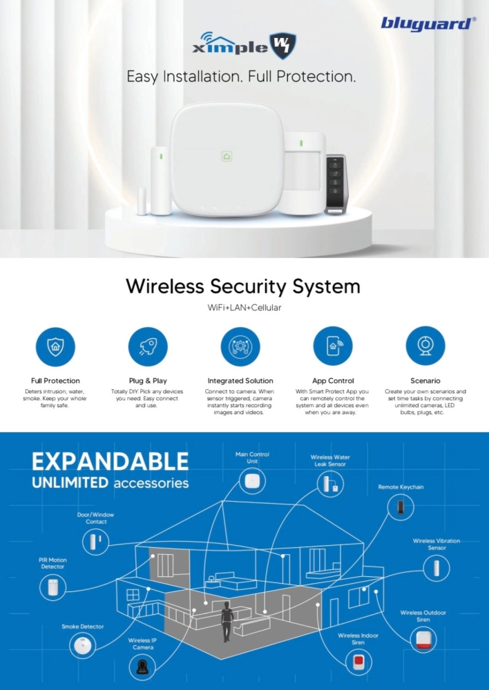 Bluguard Wireless Alarm System XIMPLE W1 Accessories 