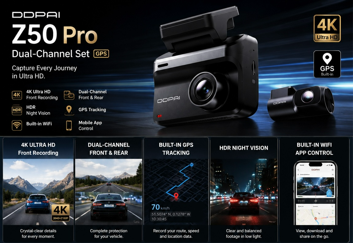 DDPAI Z50 Pro Dashcam - Capture Every Journey in Ultra HD