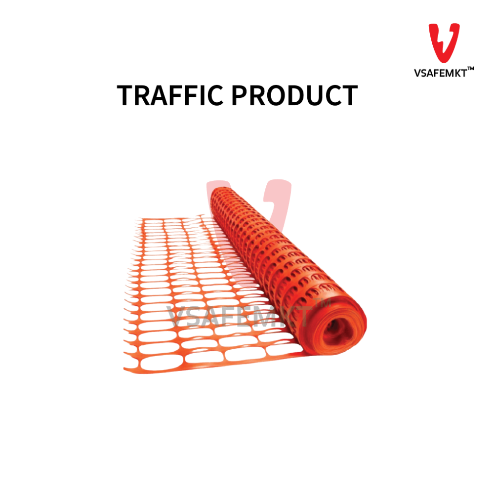VSAFEMKT | Hw-barrier Nett_R | Plastic Barrier Netting Orange for Construction ( 1meter x 50meter)
