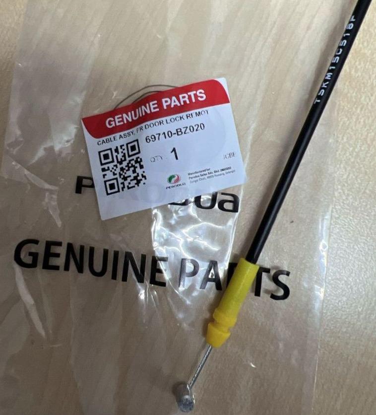 (Piece) Original Perodua Myvi Lagi Best / Icon Front Door Latch Operating Inner Handle Cable (69710-BZ060) - Left / Right