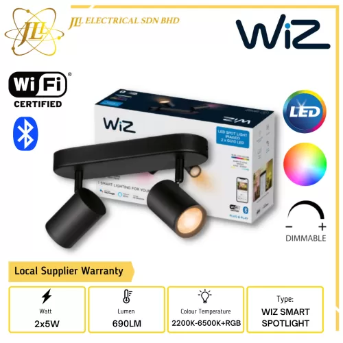 PHILIPS WIZ IMAGEO 2x5W 690LM RGB+2200K-6500K DIMMABLE BLUETOOTH SMART LED DOUBLE ADJUSTABLE SPOTLIGHT