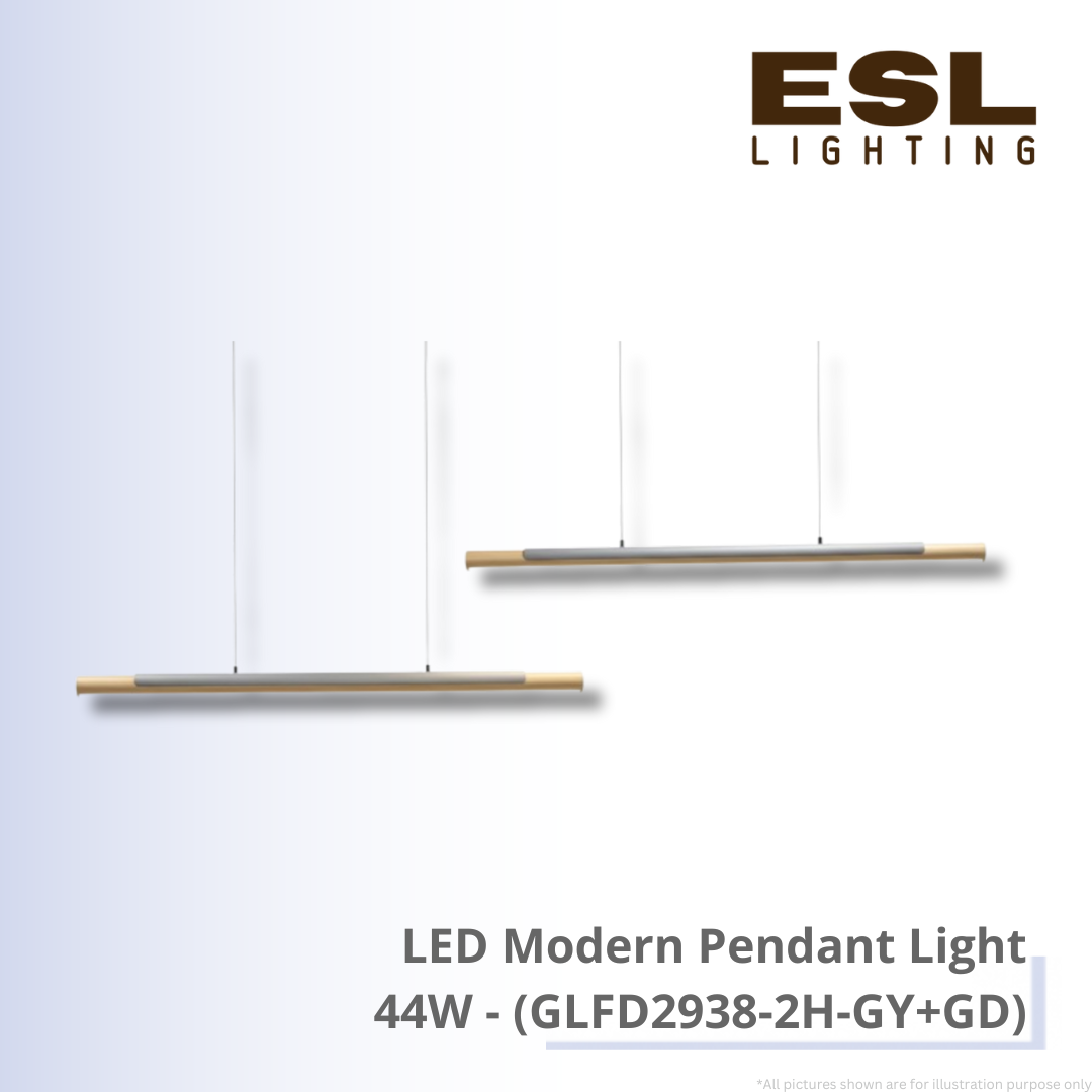 LED Modern Pendant Light 44W - GLFD2938-2H-GY+GD