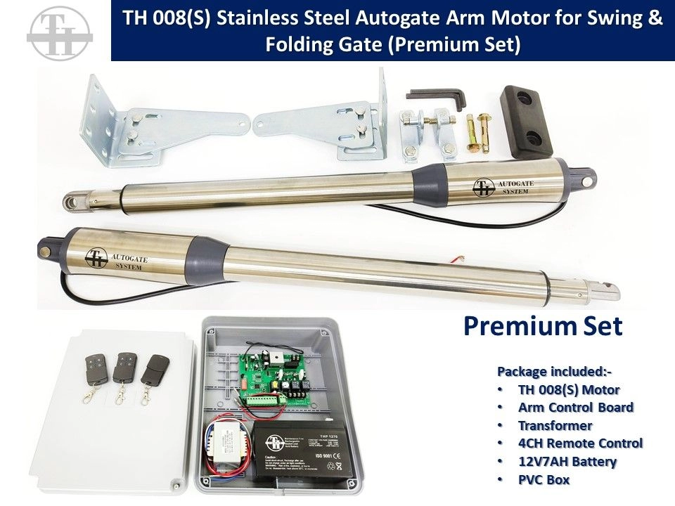 TH 008(S) Stainless Steel Arm Motor for Swing & Folding Gate (Full Set)