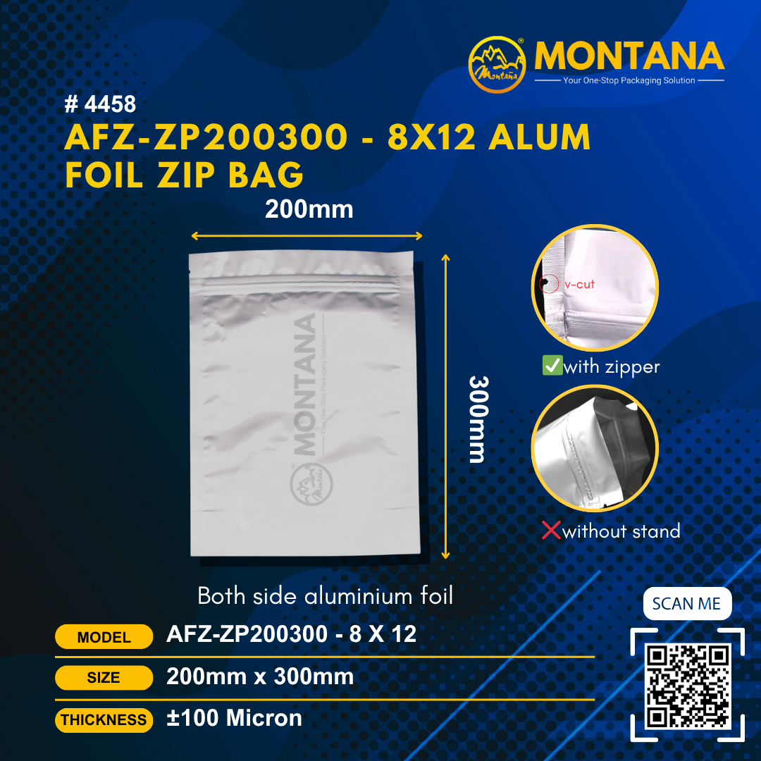 (4458) AFZ-ZP200300 - 8X12 ALUM FOIL ZIP BAG