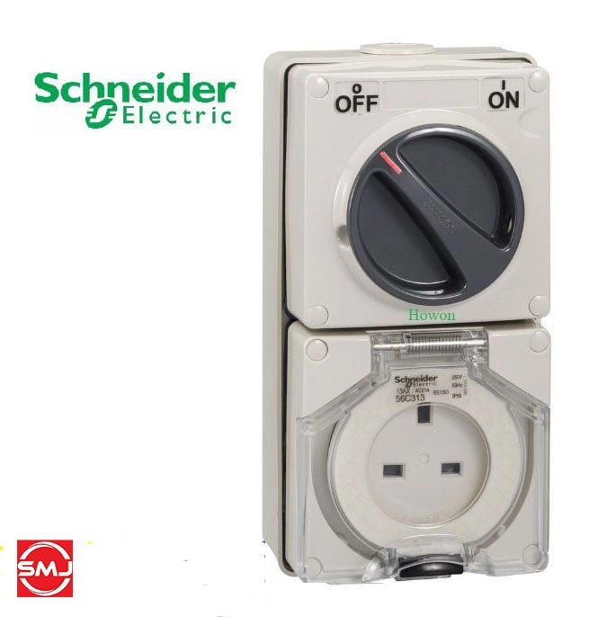 Schneider 56C313GY 13A Weatherproof Switched Socket Outlet IP66 (SIRIM Approved)