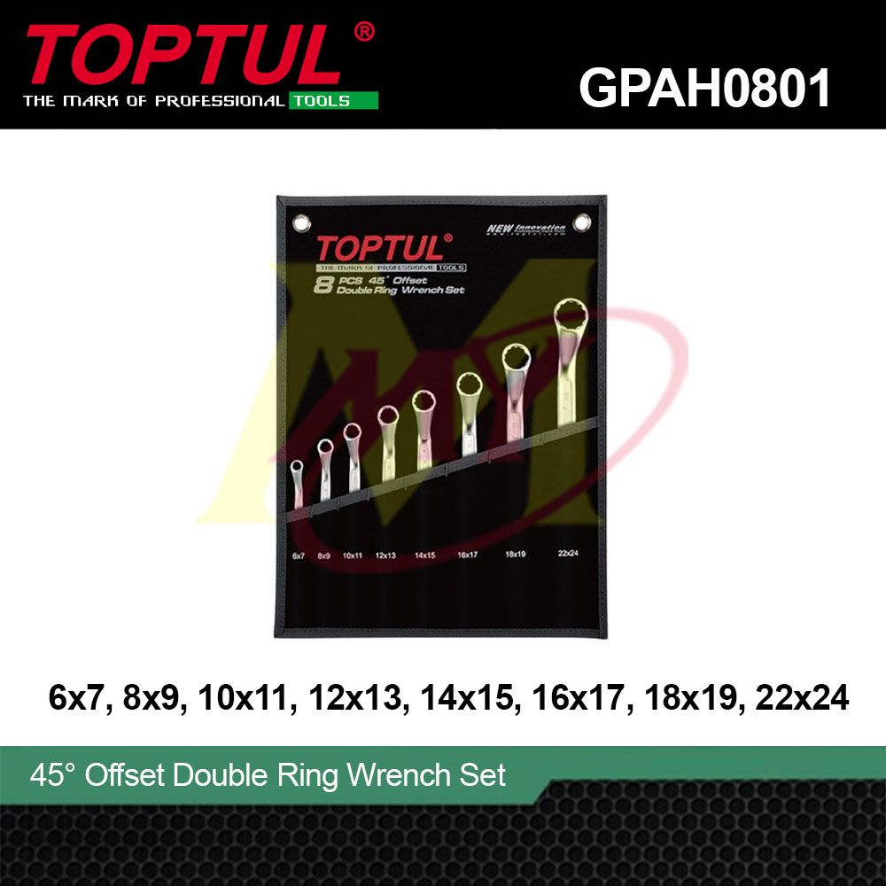 TOPTUL GPAH0801 Double Ring Wrench Set 8 pcs 6-24mm [Code: 7870]