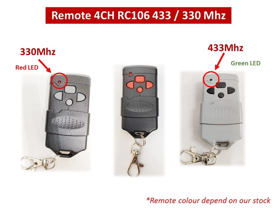 (RC106) - 4 Channel 433Mhz / 330Mhz Remote Control - Autogate Door Wireless Premium Remote Control DIP Switch Code 