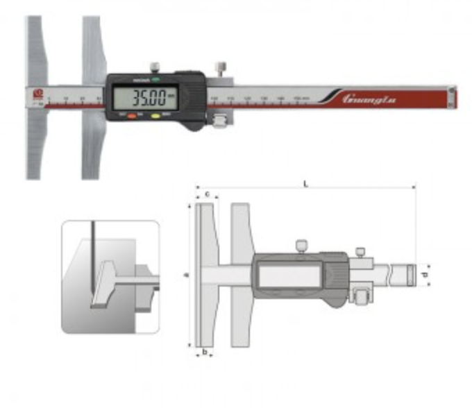 GUANGLU T-shaped markings on a caliper.