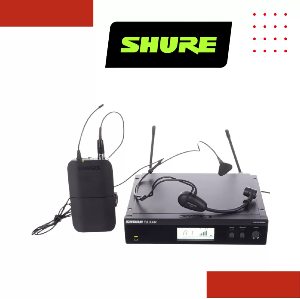 Shure BLX14R/P31 Headworn Wireless Microphone System, BLX4R Wireless Receiver, BLX1 Bodypack Transmitter & PGA31 Headset Microphone