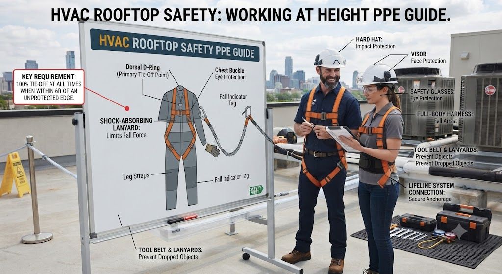 professional HVAC working at height PPE guide