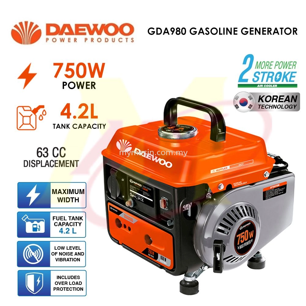 DAEWOO GDAA980-1 Gasoline Generator 2 Stroke 900W [Code: 10148]