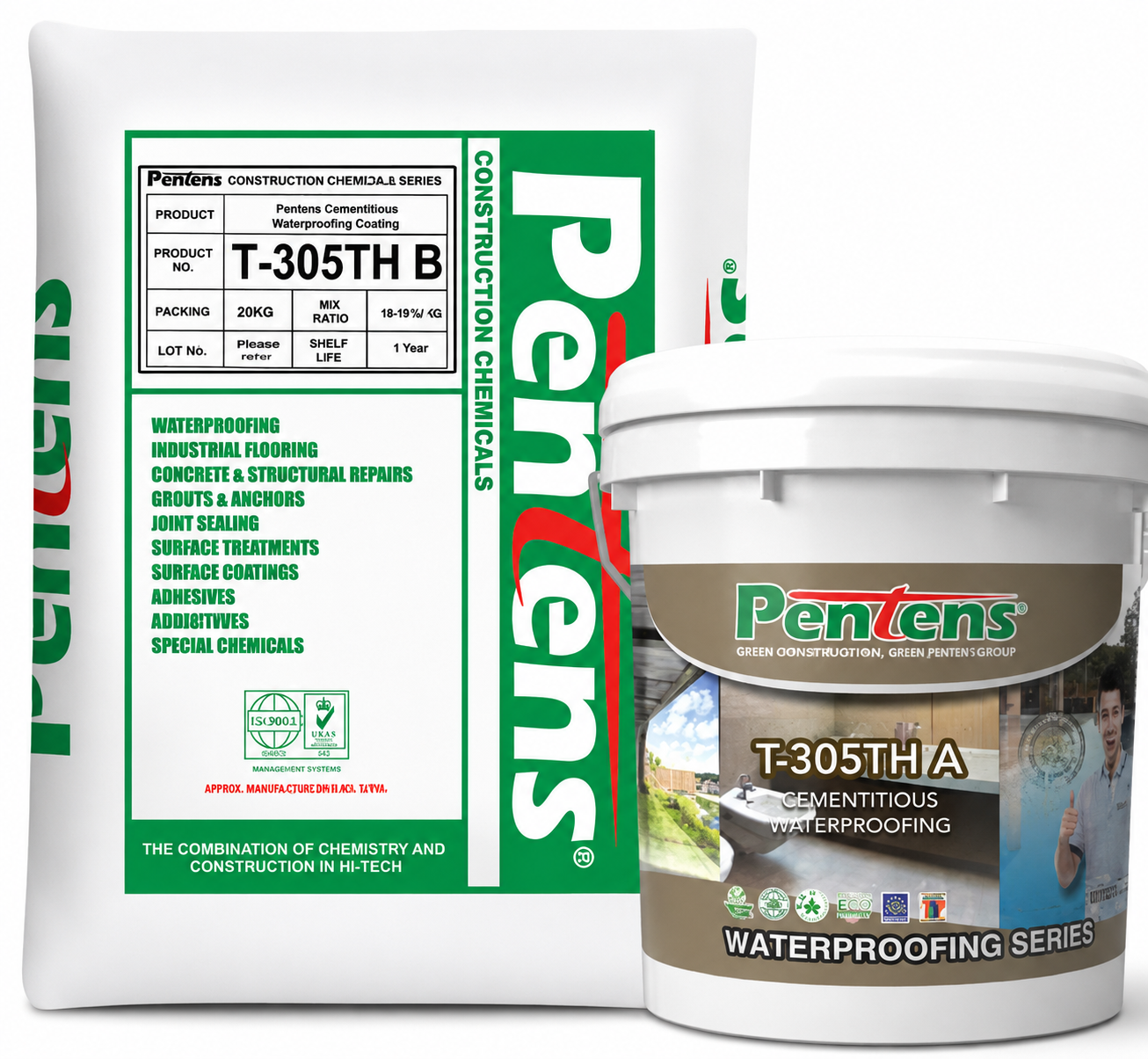 Pentens T-305TH  |  Flexible Cementitious Waterproofing Coating