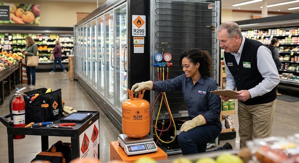 R290 refrigeration system charging