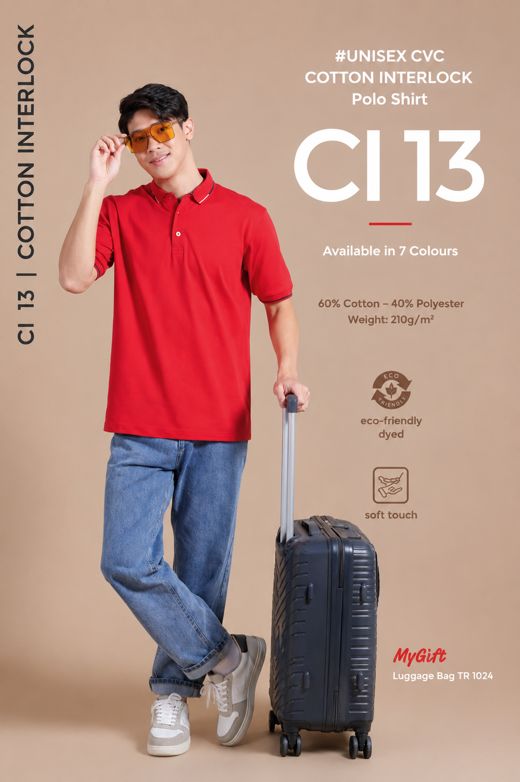 Unisex CVC Cotton Interlock Polo Shirt - CI13