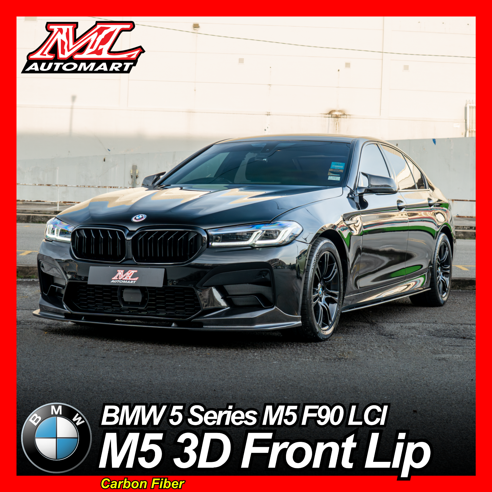 BMW 5 Series M5 F90 LCI : M5 3D Design Front Lip (Carbon Fiber)