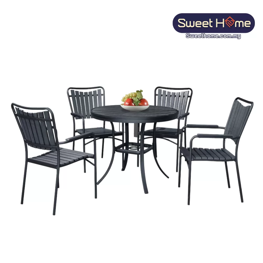 Outdoor Full Steel Dining Table and Chair Set ( 1 + 4 ) | Outdoor Furniture