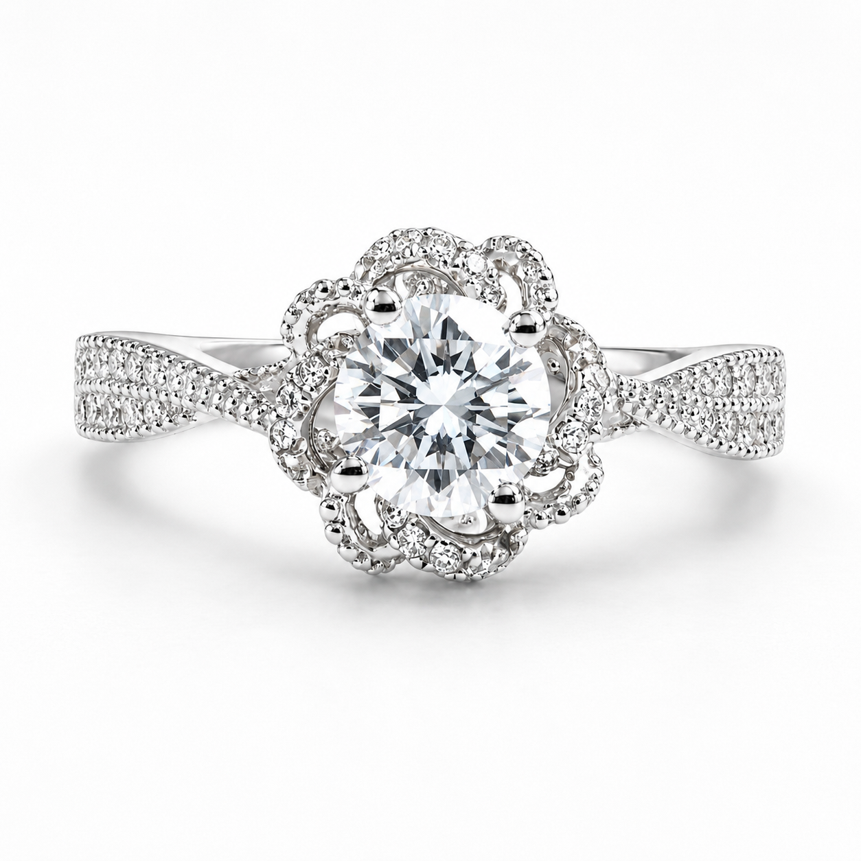 Roman & Co庐 Astreva Royal Bloom Pav茅  Engagement Ring