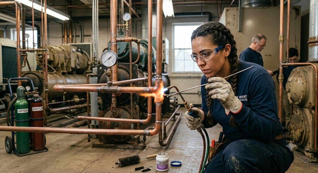 HVAC brazing copper tube joining process
