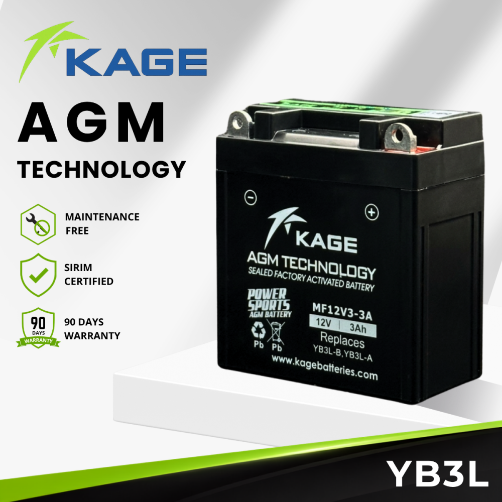 YB3L-BS KAGE - Bateri KRISS/DINAMIK 125/RC80/RC100/Y125Z/RXZ/Y80/Y100