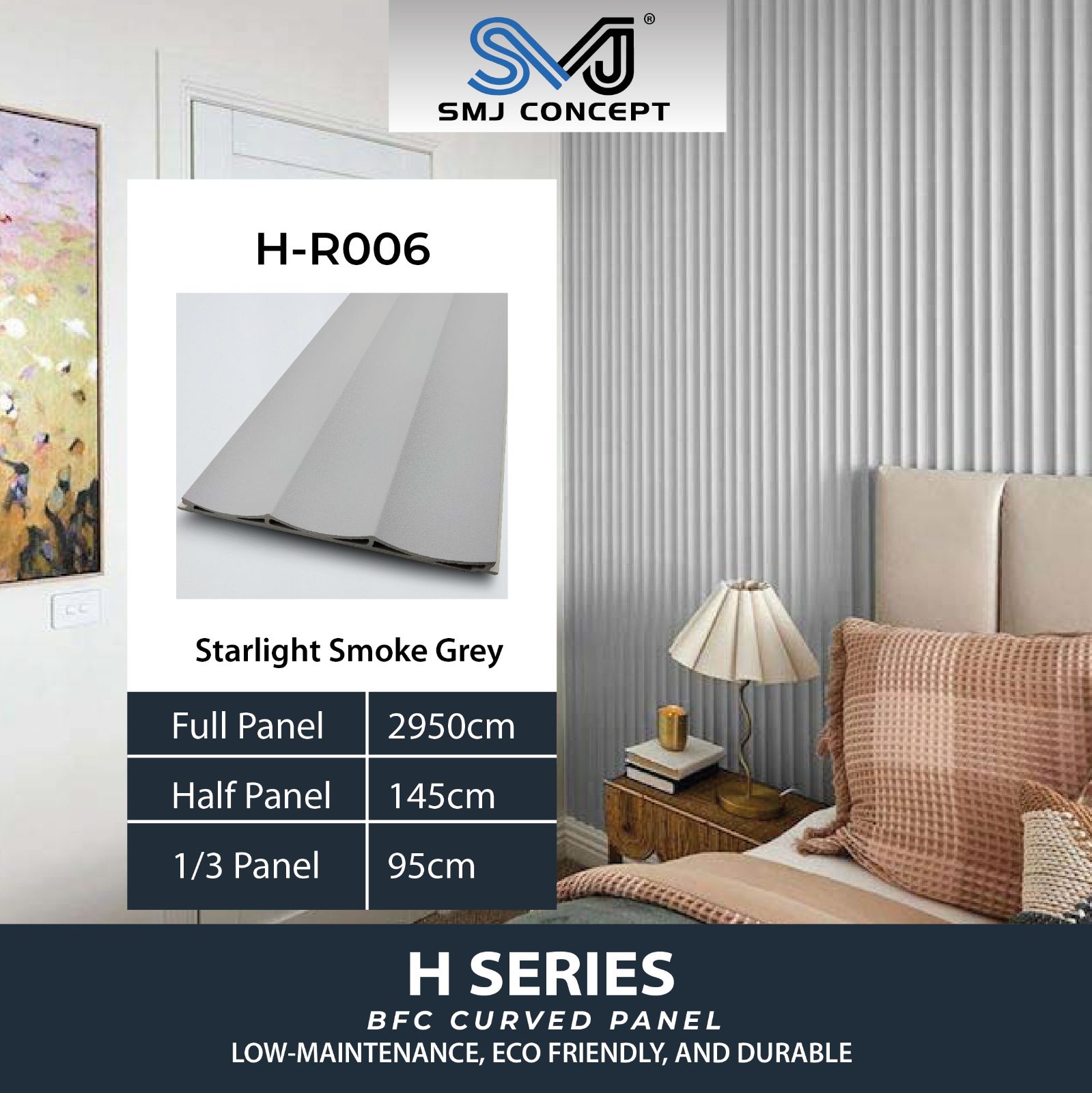 Interlock Fluted Panel H Series |STARLIGHT CHARCOAL GRAY | H-R006
