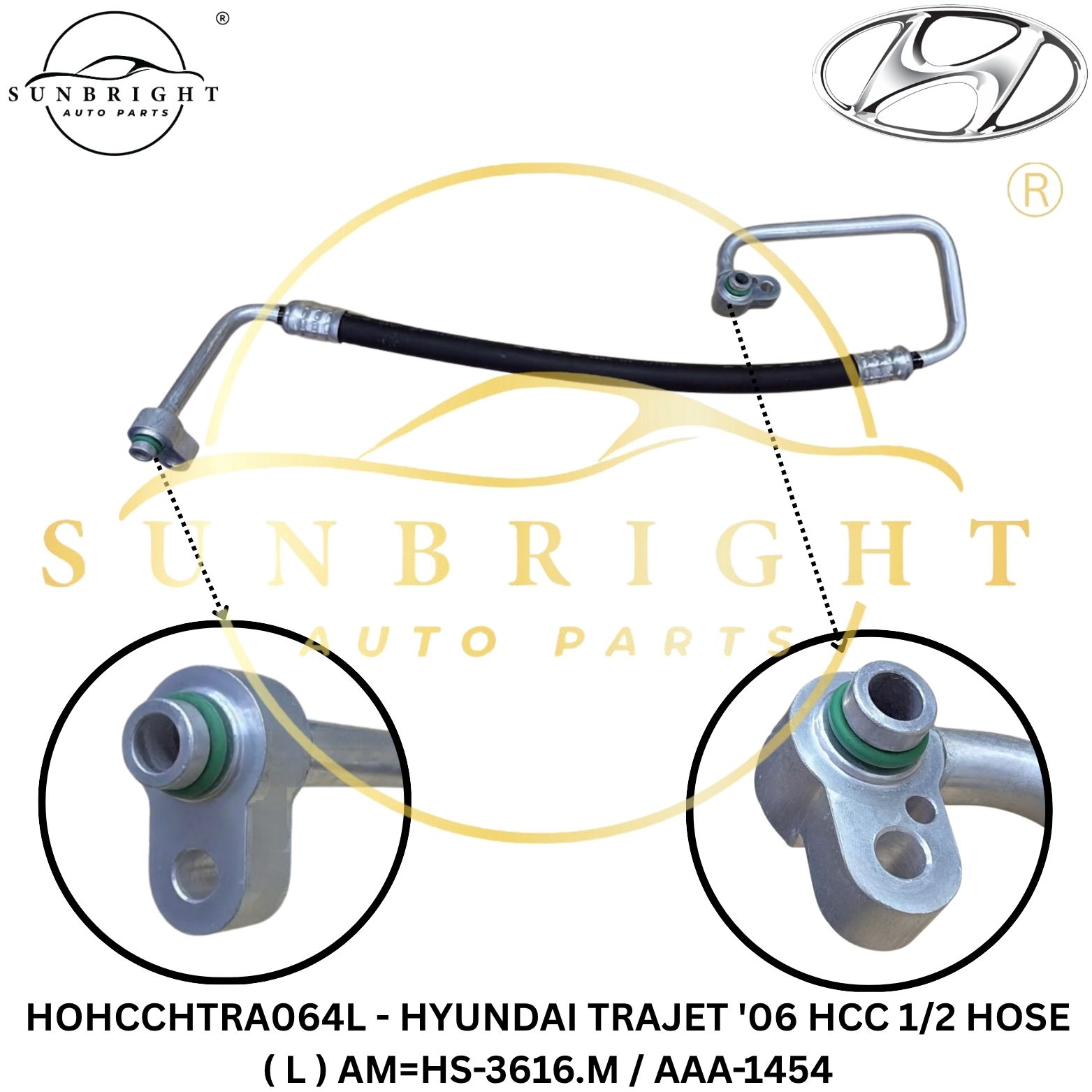 HOHCCHTRA064L - HYUNDAI TRAJET '06 HCC 1/2 HOSE ( L ) AM=HS-3616.M / AAA-1454