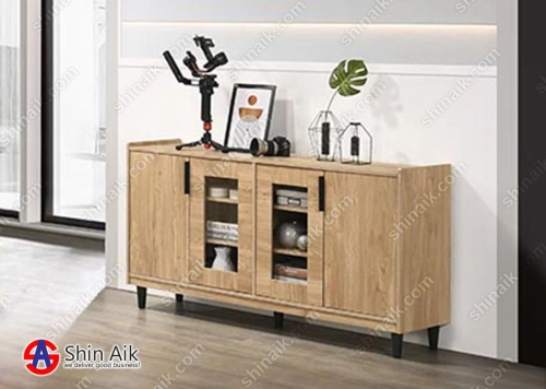 DC63118(KD) (5'ft) Natural Oak Modern Contemporary Sideboard Buffet Display Cabinet