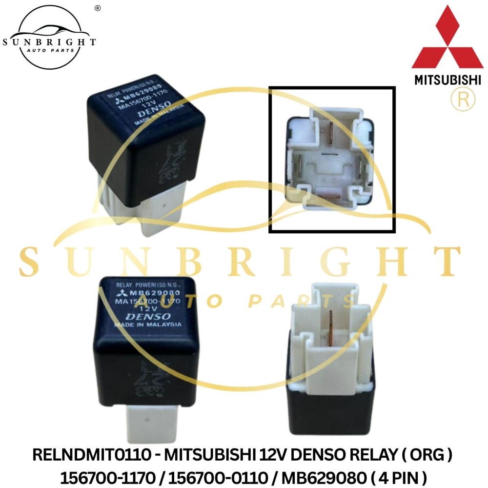 RELNDMIT0110 - MITSUBISHI 12V DENSO RELAY ( ORG ) 156700-1170 / 156700-0110 / MB629080 ( 4 PIN )