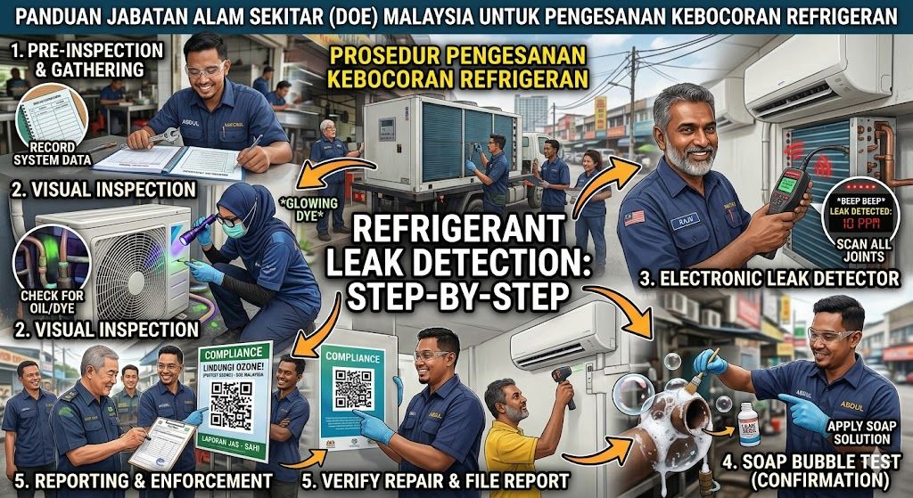 refrigerant leak testing procedures Malaysia DOE
