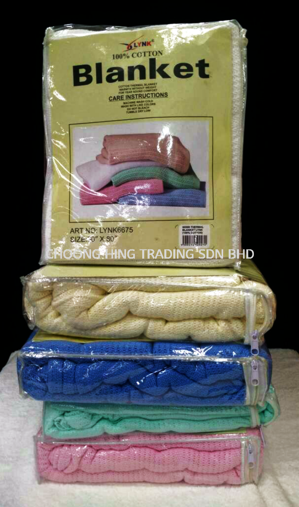 THERMAL BLANKET 100% Cotton Hospital Grade Blanket 60" x 80" / 70" x 90" – Soft Breathable Thermal Cotton Blanket for Hotel, Hospital, Homestay & Commercial Use | White / Green / Blue / Pink