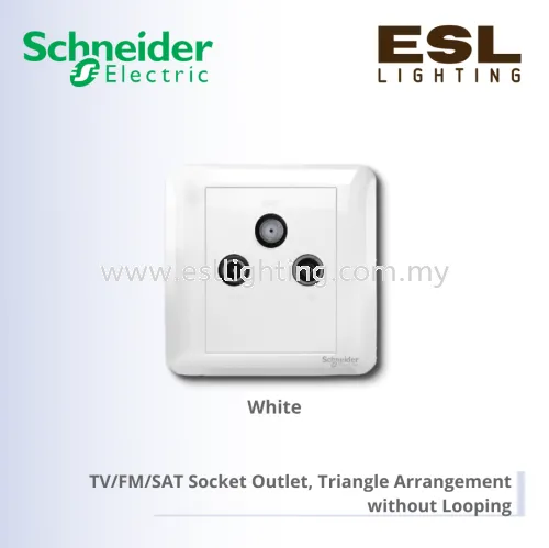 SCHNEIDER Affle Plus TV/FM/SAT Socket Outlet, Triangle Arrangement without Looping - A3G33SMATV_WE