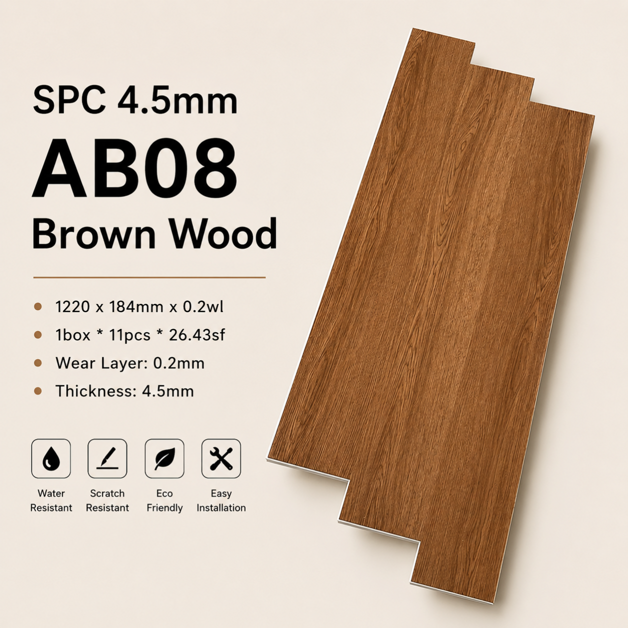 SPC FLOORING 4.5MM CODE AB08