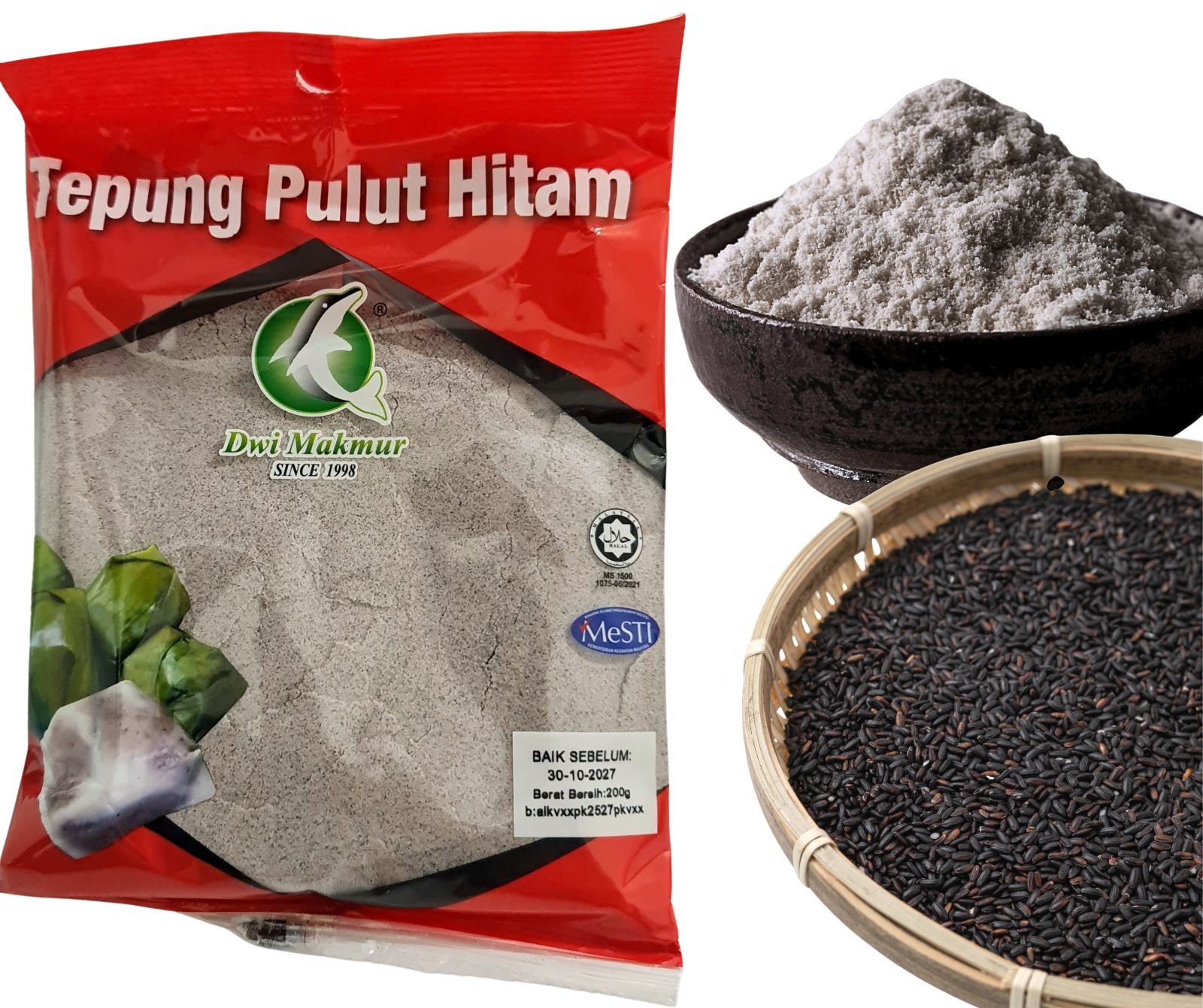 Black Glutinous Rice Flour 200 Grams RM5.50 X 10 Units C.Dwi Makmur
