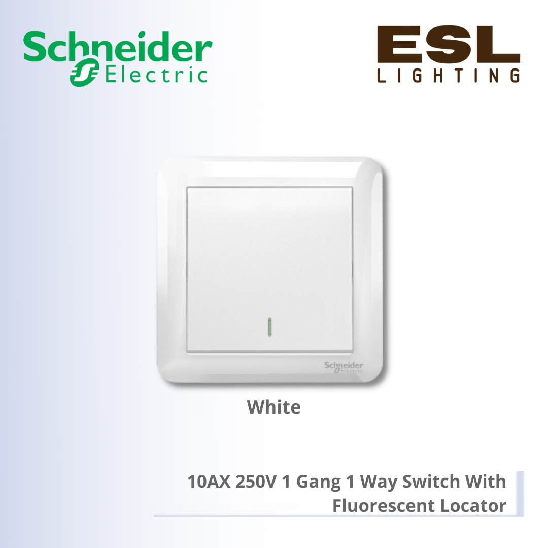 SCHNEIDER Affle Plus 10AX 250V 1 Gang 1 Way Switch With Fluorescent Locator - A3G31B1A_WE_G11 