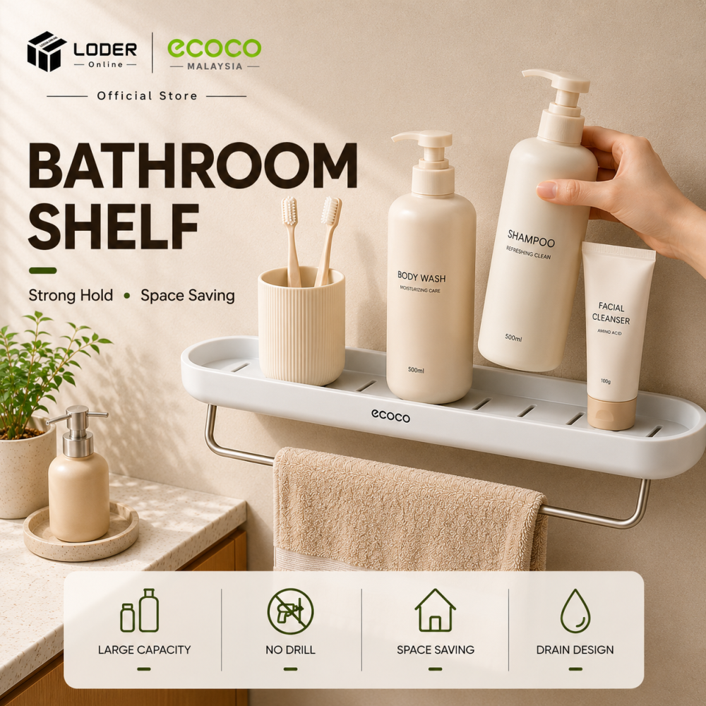 LODER ECOCO Bathroom Storage Rack Shelf Toilet Wall Storage Free Perforated Wall-mounted Toilet Shower Storage Organizer