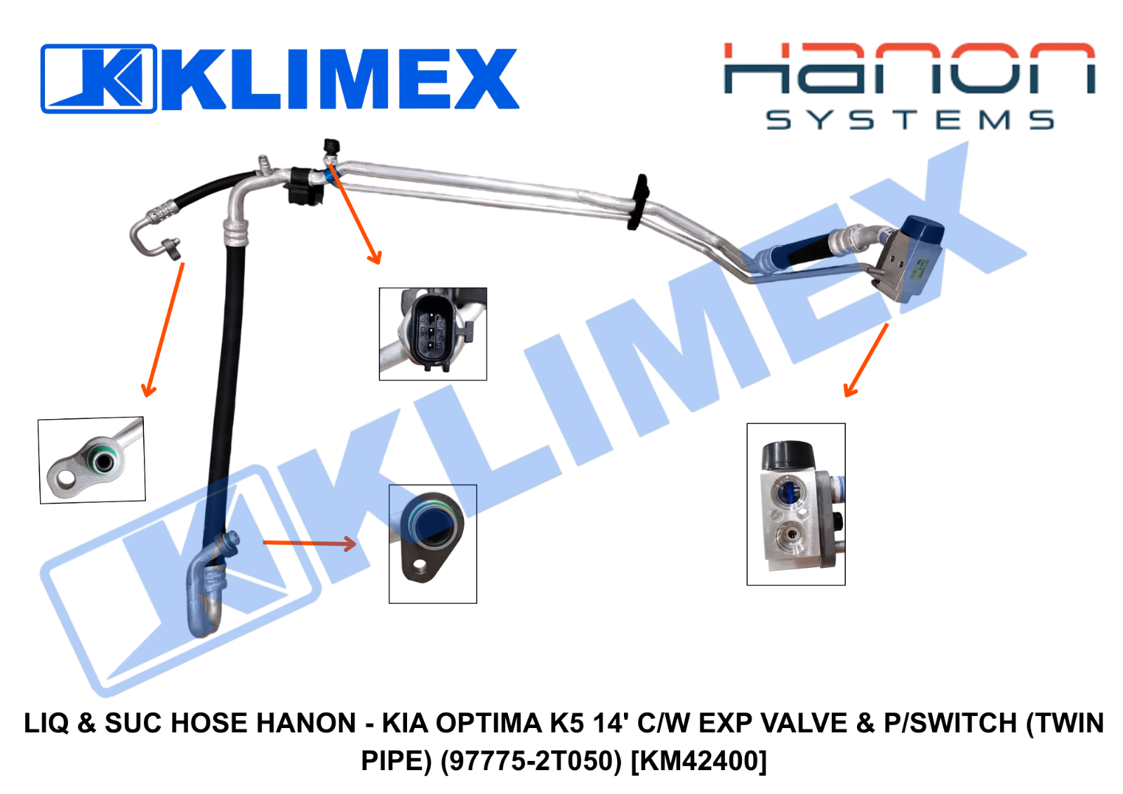 LIQ & SUC HOSE HANON - KIA OPTIMA K5 14' C_W EXP VALVE & P_SWITCH (TWIN PIPE) (97775-2T050) [KM42400]