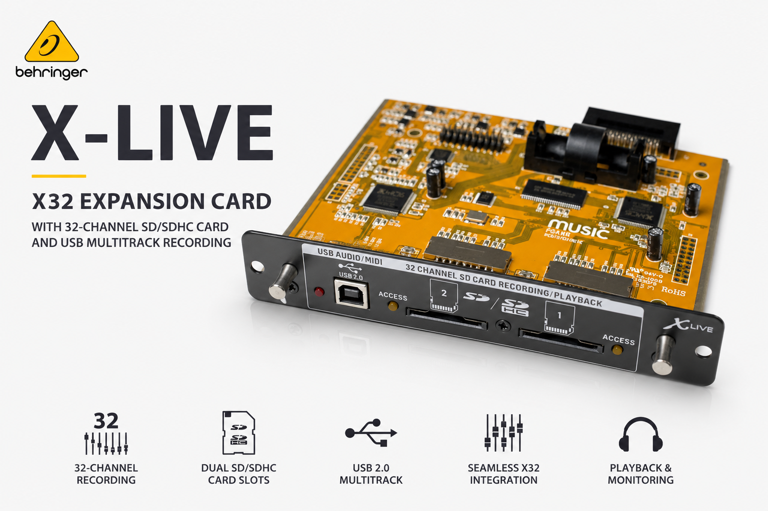 Behringer X-LIVE – Kad Pengembangan X32 dengan Rakaman Pelbagai Saluran melalui Kad SD/SDHC & USB