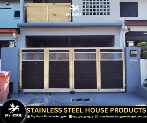Latest Trackless Stainless Steel Folding Auto Gate Design Kepong | Malaysia 