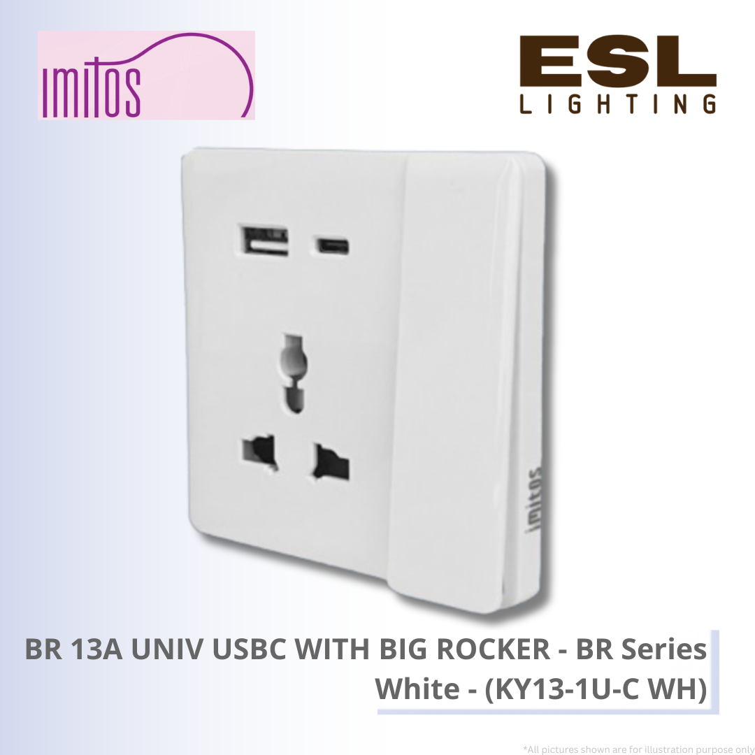 IMITOS BR 13A UNIV USBC WITH BIG ROCKER (BR Series) White - KY13-1U-C WH