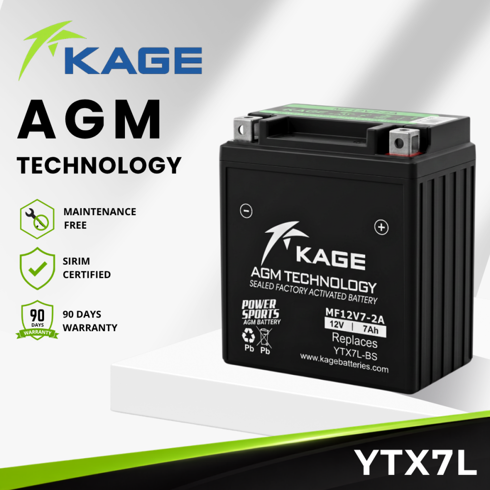 YTX7L-BS KAGE - Bateri CBR250/NX250/KLX150/NINJA 250R/BENELLI RFS150 /VZ125I/BENELLI 150S