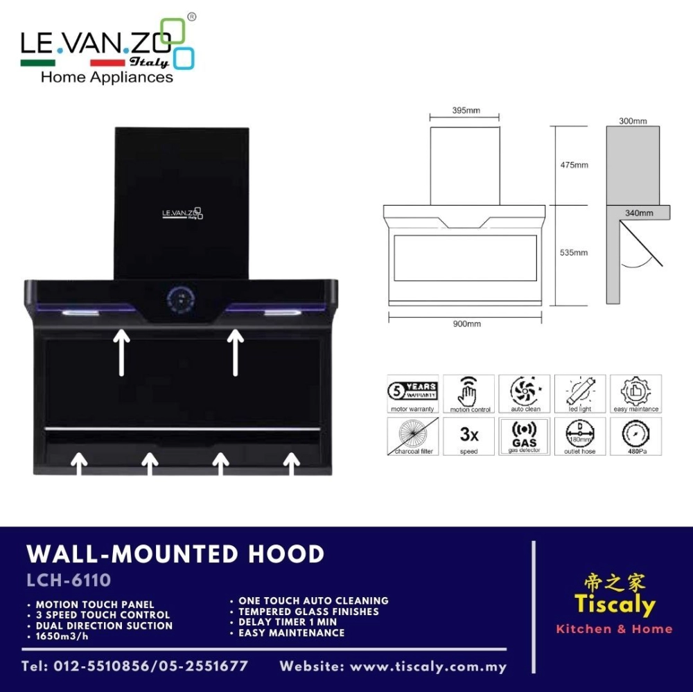 LEVANZO WALL-MOUNTED HOOD LCH-6110