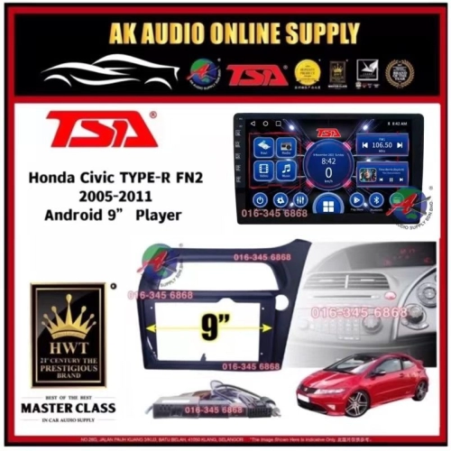 [ MTK 2+32GB ] TSA Honda Civic TYPE-R FN2 2007 - 2011 Android 9'' inch Car player Monitor