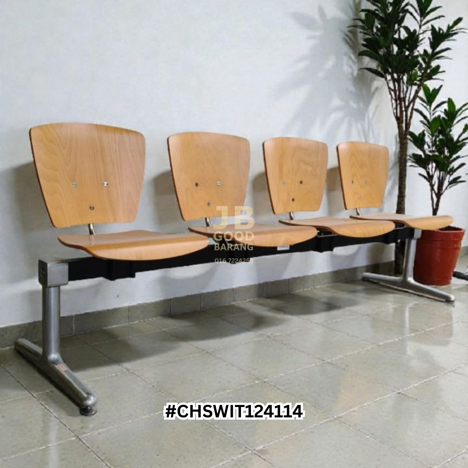 Heavy Premium 4-Seater Public Waiting Bench | Bentwood Seats & Aluminium Legs