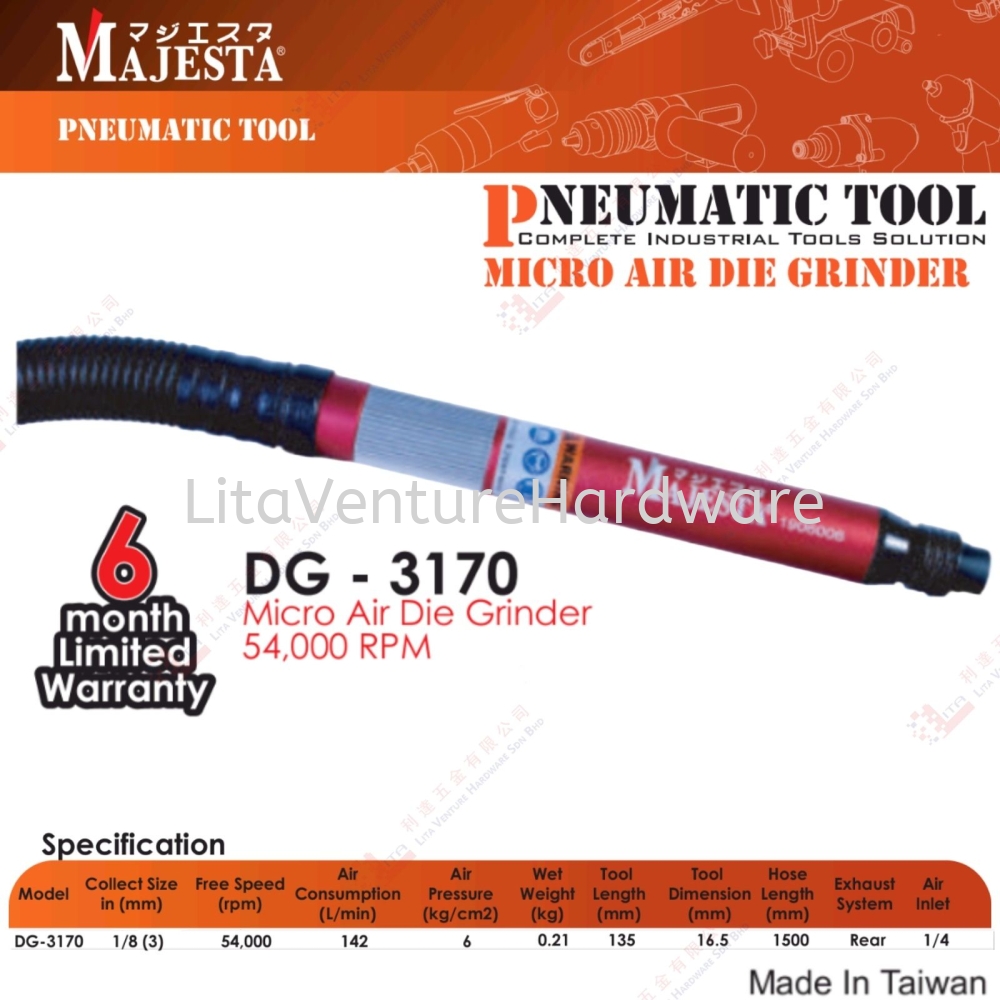 MAJESTA BRAND MICRO AIR DIE GRINDER - DG3170