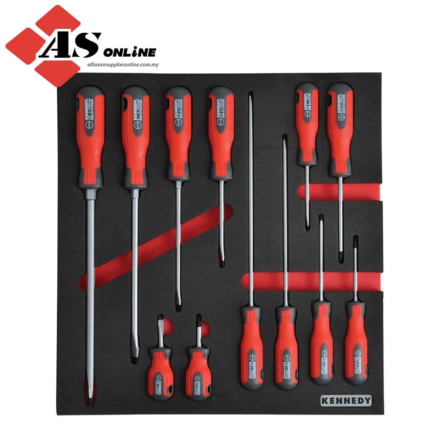 KENNEDY 12 Piece Pro-Torq Screwdriver Set in 2/3 Width Foam Inlay for Tool Cabinets / Model: KEN5950140K