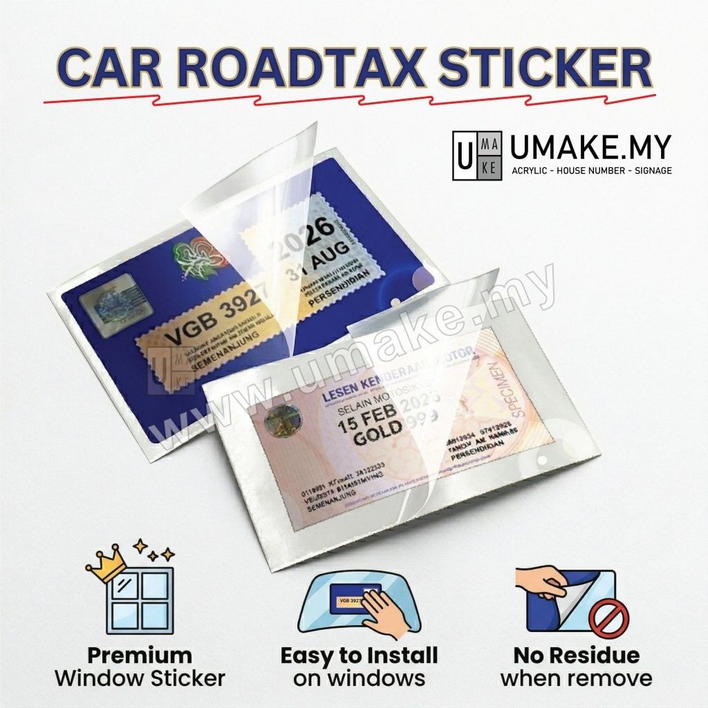 Transparent Roadtax Sticker Printing Supplier | Custom Windscreen Cukai Jalan Vinyl, Fleet Bulk (Pelekat Cermin, Factory Direct)