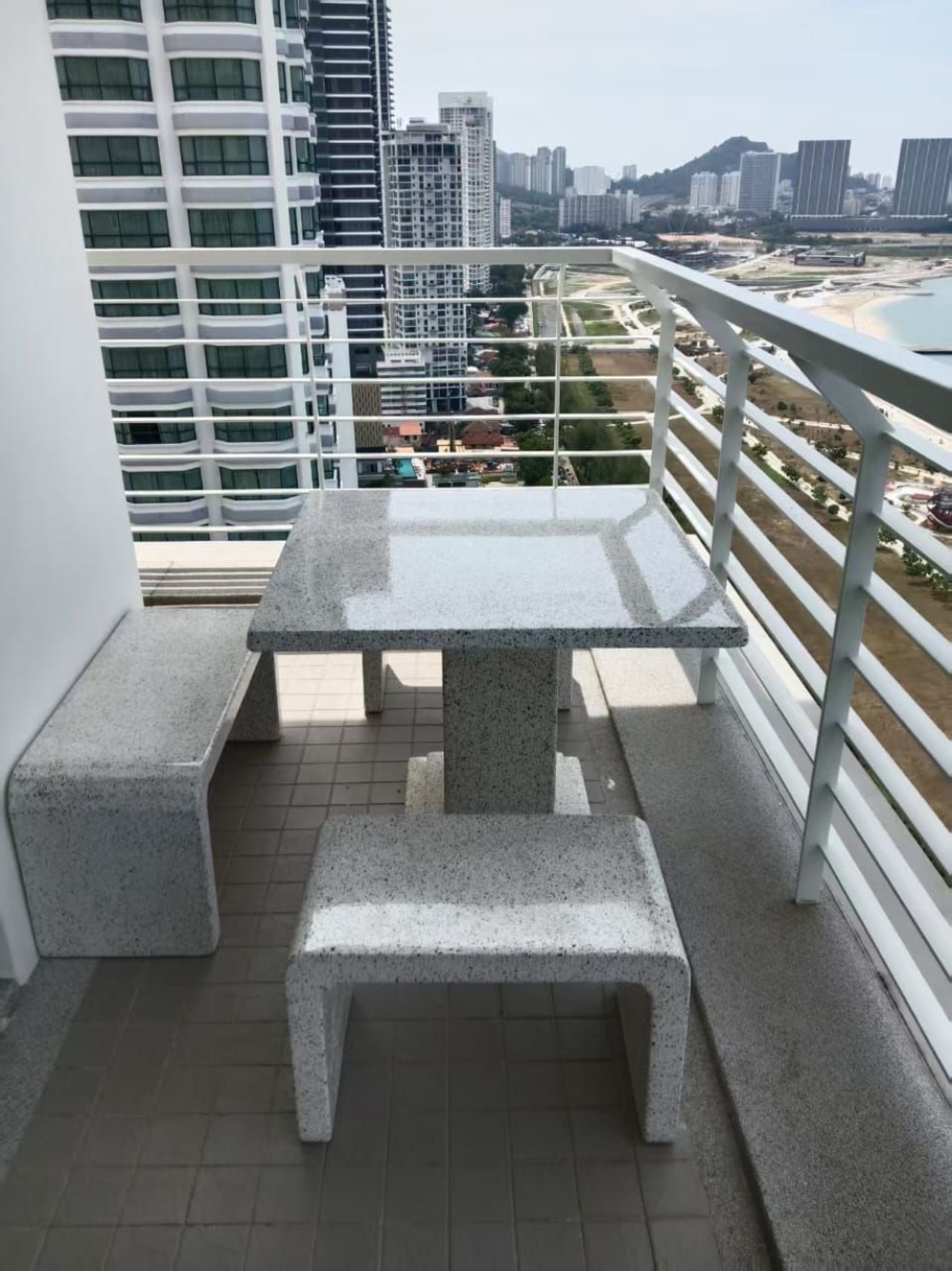 Terrazzo Outdoor Table & Bench Set Malaysia | Heavy Duty Balcony, Condo & Seaside Furniture (Penang) | Deliver Tanjung Tokong, Andaman, Straits Quay, Queensbay Area,Georgetown, Jelutong