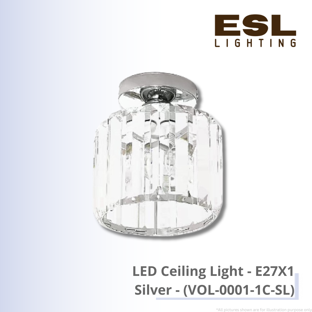 LED Ceiling Light E27X1 Silver - VOL-0001-1C-SL