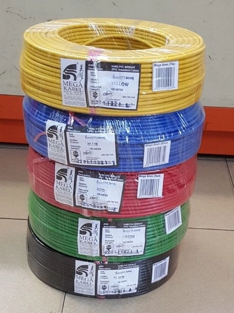 Mega Kabel 6mm PVC Insulated Single Core Cable (SIRIM & JKR APPROVED)