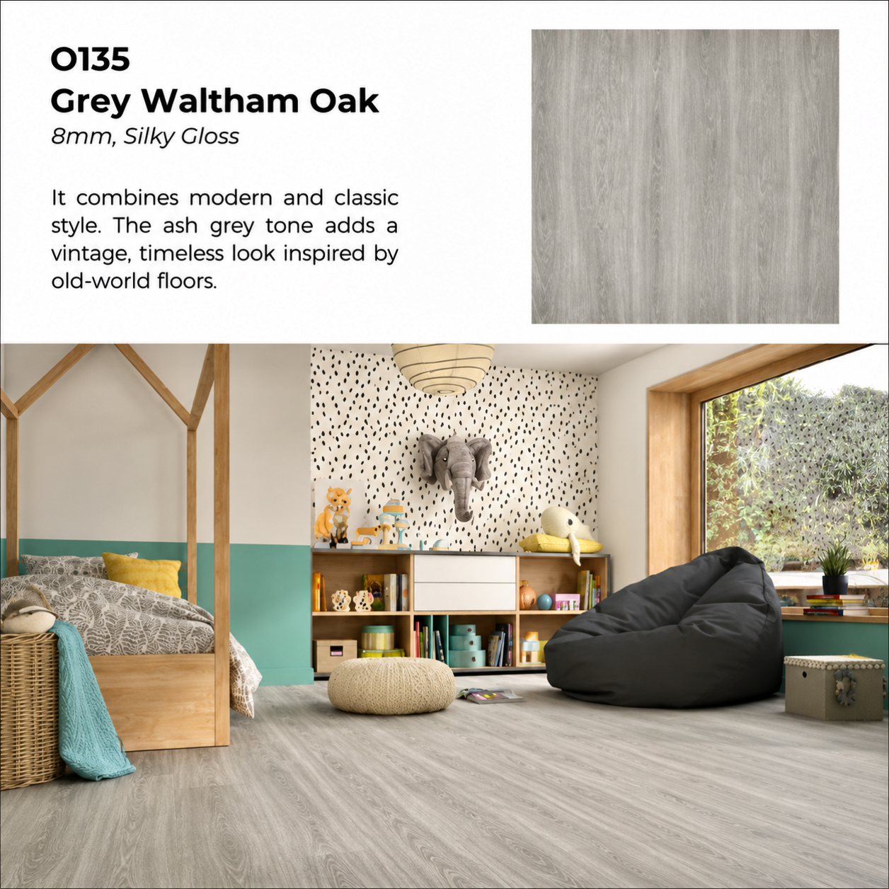 Basic Range AC3 , 8mm , O135 Grey Waltham Oak